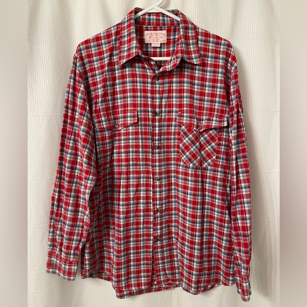 Filson Red White and Blue Plaid Button-Down Shirt